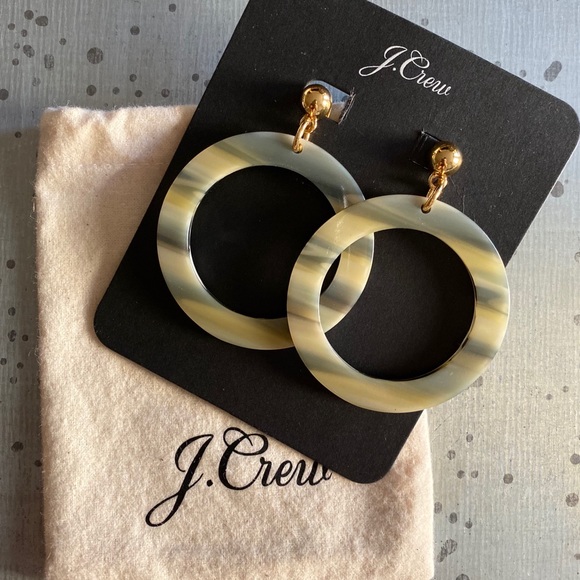 NWT J.Crew Gold Post Resin Hoop Earrings - Picture 2 of 3